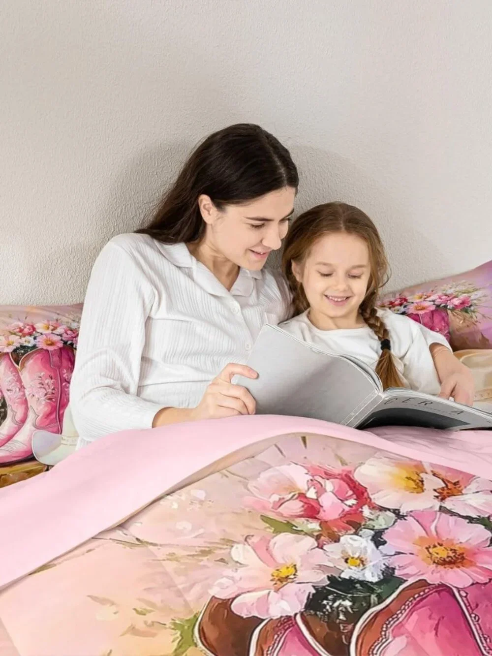 Western Cowgirl Twin Comforter Set for Girls Kids,Pink Cowgirl Boot Hat Bedding